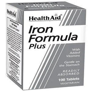 HealthAid Iron Formula Plus - 100 Count (Pack of 1) Vegetarian Tablets - product information 2