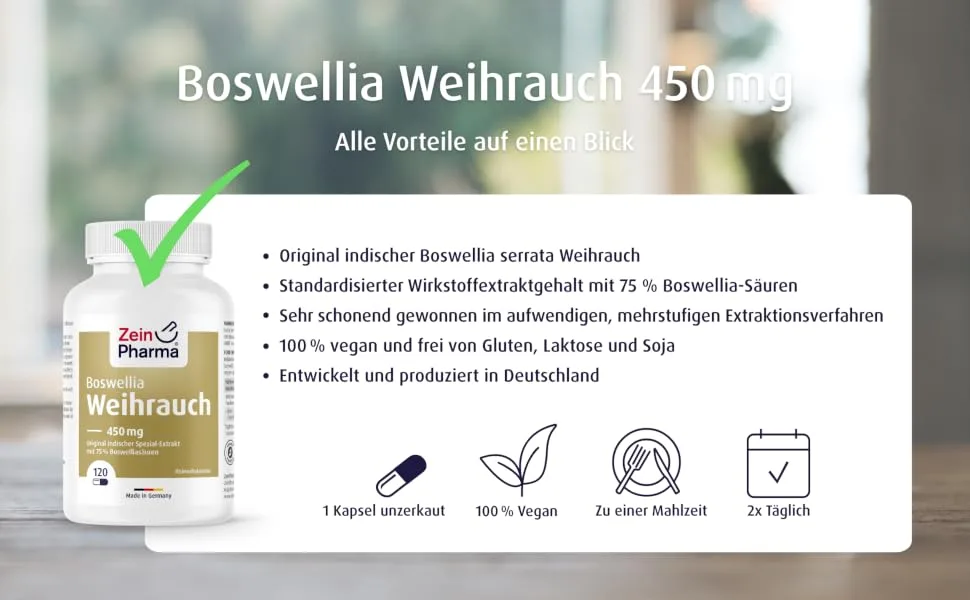 ZeinPharma Boswellia Frankincense 120 Vegetarian Capsules 1 x 69 g - product information 3