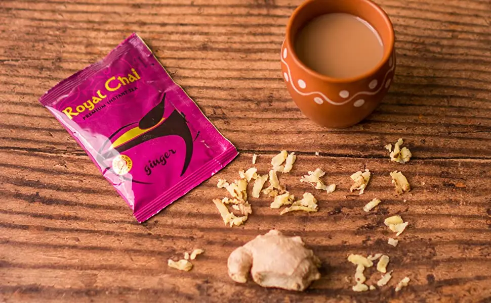 Royal Chai Ginger Instant Indian Tea Unsweetened Ginger 10 Count (Pack of 1) Unsweetened - Royal Premium Instant Tea Gimger Chai