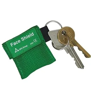 HypaGuard CPR Face Shield in Keyring Pouch- Flat Face Filter - product information 2