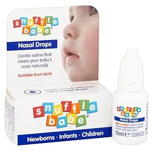 Snufflebabe Saline Nasal Drops Suitable from Birth Instant Relief for Blocked Nose & Sinuses (10ml) - babe