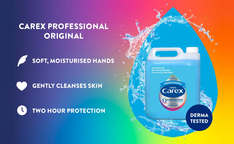 Carex Original Professional Antibacterial Hand Wash - Bulk Buy Eco Refill Gentle & Effective Liquid Hand Soap (2 X 5L) Hand Wash + Liquid Soap + Hand Soap - Original Antibacterial Hand Wash