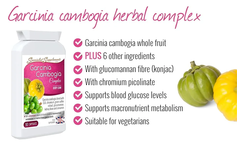 Specialist Supplements Garcinia Cambogia Complex 90 Capsules - garcinia cambogia supplement, garcinia capsules, green coffee, weight loss, slimming, natural, CLA