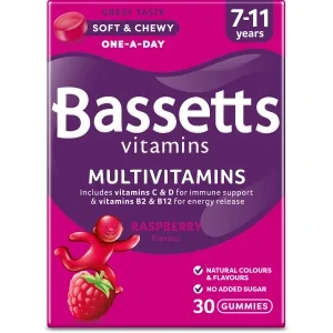 Bassetts Vitamins Multivitamins Raspberry Flavour 7-11 Years 30 Pastilles 30 count (Pack of 1) - Bassetts Vitamins 7-11 years multivitamin gummies