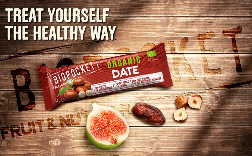Biopocket Organic Fruit and Nut Bars Date (18 x 35g) Date 18 Count (Pack of 1) - date, medjool date, healthy snack, sugar free snack, organic dates, dried date, nut bar