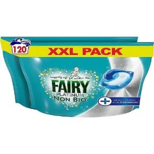 Fairy Non-Bio Platinum PODS Washing Liquid Laundry Detergent Tablets / Capsules 120 Washes (60 x 2) with Extra Stain Removal - product information 2