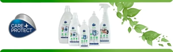 CARE + PROTECT + 35602514 Eco Friendly Fabric Softener Concentrated Formula Hypoallergenic Without Dyes and Phosphates 750 ml for Upto 25 Washes White - Care+Protect Eco Title