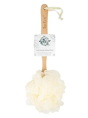 So Eco Long Handle Shower Pouf White (80 40 036) - So Eco Long Handle Shower Pouf