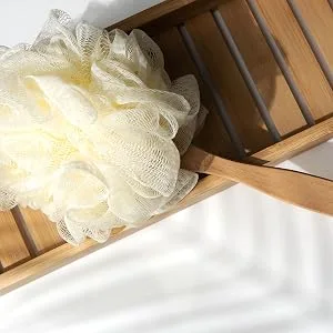 So Eco Long Handle Shower Pouf White (80 40 036) - So Eco Long Handle Shower Pouf