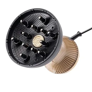 Bellissima Diffon Supreme Hot Air XL Diffuser (3 Air/Temperature Combinations Diffuser and Hairdryer in A Single Tool Ceramic & Argan Oil Technology Voluminous Curls) 770 W UK Plug Diffon Supreme XL Diffuser Black/Gold - 12 long fingers