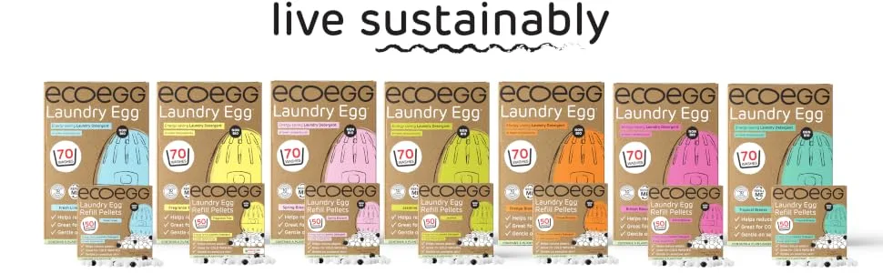 Ecoegg Laundry Egg | Detergent & Fabric Conditioner Replacement | Non bio enzymes phosphates chlorine bleach | Sensitive Skin | Jasmine 70 Washes - live sustainably