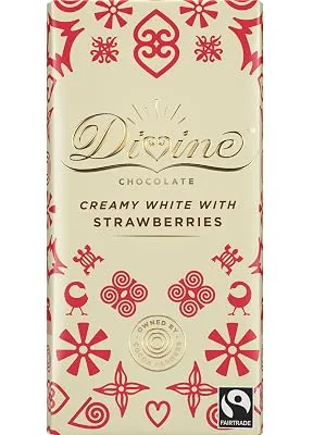 Divine White Chocolate with Strawberries 90 g White Strawberries - White Chocolate with Strawberries