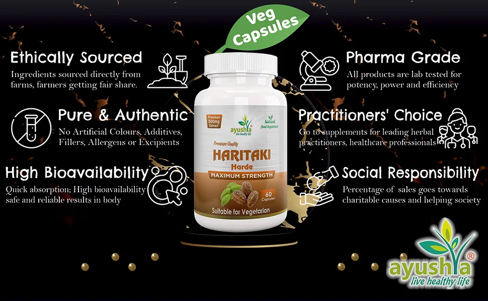 Ayushya Harde (Haritaki) Capsule 60 Capsules Natural - Haritaki Capsule