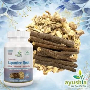 Ayushya Liquorice Root Capsule (Yastimadhu - Mulethi - Jethimadh) 60 Capsules Natural - Liquorice Root Capsule