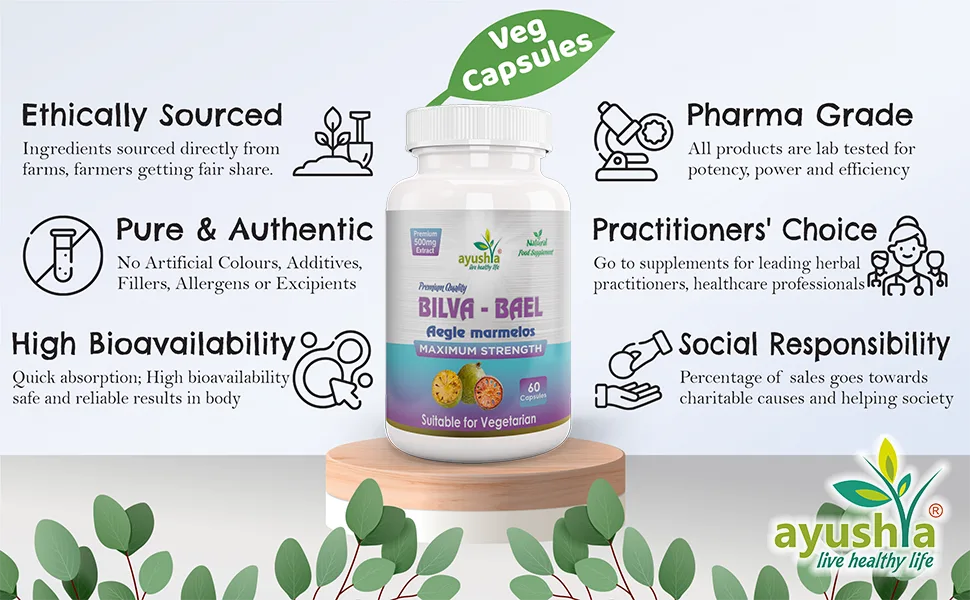 Ayushya Bilva (Bael Leaf) Capsule 60 Capsules Natural - Bilva Bael Leaf Capsule