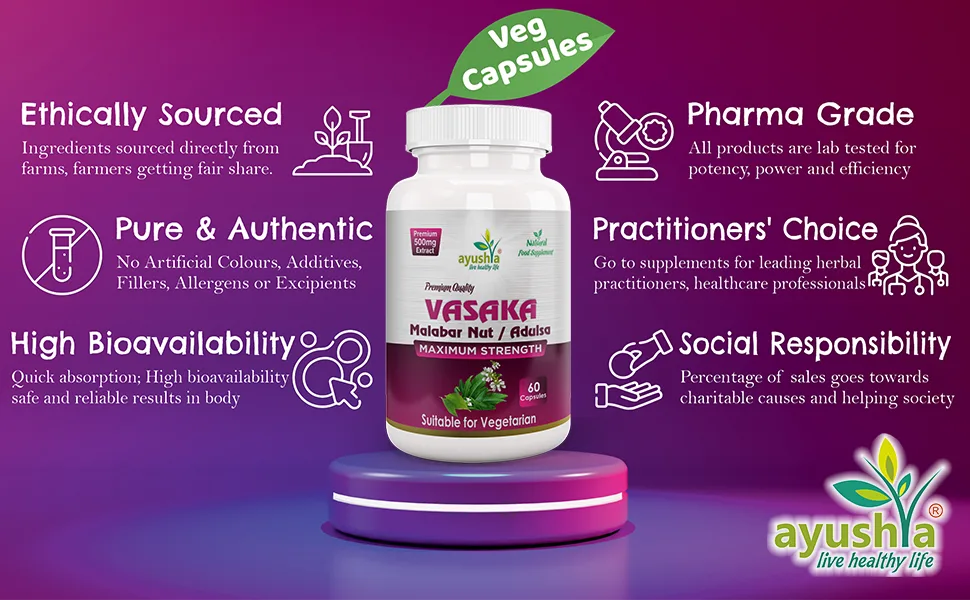 Ayushya Vasaka (Adulsa) Capsule 60 Capsules Natural - Vasaka Capsule