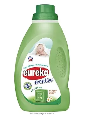 Eureka Sensitive Non Bio Liquid Detergent with Olive Oil Soap and Organic Chamomile 1 Litre Pack of 1 - eureka; baby clothes; baby detergent; newborn clothes; sensitive skin