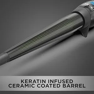 Wahl Pro Shine Conical Wand - Black Cone-Shaped Variable Heat Control Between 80 C 210 C Keratin Infused Ceramic Coated Barrel Adjustable Digital Temperature Rotating Cool Tip - Pro Shine Conical Wand - Keratin Barrel
