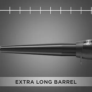 Wahl Pro Shine Conical Wand - Black Cone-Shaped Variable Heat Control Between 80 C 210 C Keratin Infused Ceramic Coated Barrel Adjustable Digital Temperature Rotating Cool Tip - Pro Shine Conical Wand - Long Barrel