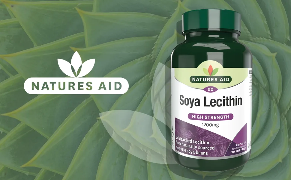 Natures Aid Lecithin 1200 mg 90 Softgels (Produced from Naturally Sourced Non-GM Soya Beans Source of Phospholipids Made in the UK) - Lecithin