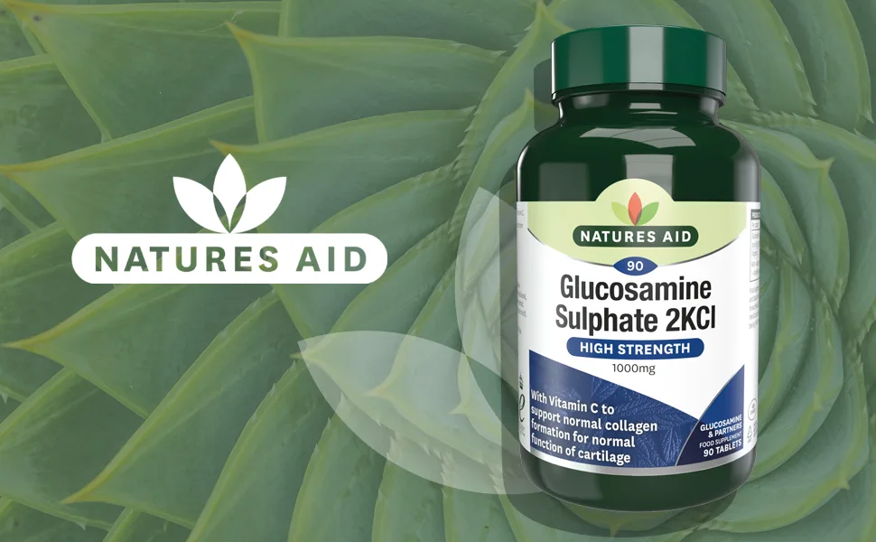 Natures Aid Glucosamine Sulphate 1000 mg with Vitamin C to Support Normal Function Collagen and Cartilage 90 Tablets - glucosamine 1000mg