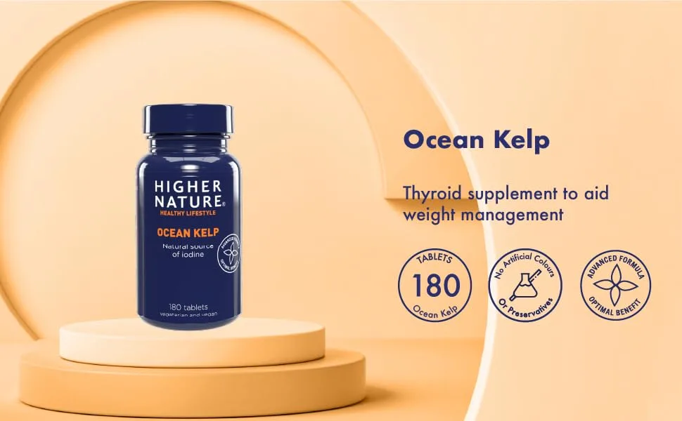 Higher Nature - Ocean Kelp - Natural Source of Iodine - for Improved Energy - 300mg Ocean Kelp Per Tablet - Vegetarian & Vegan - 180 Tablets - Ocean Kelp