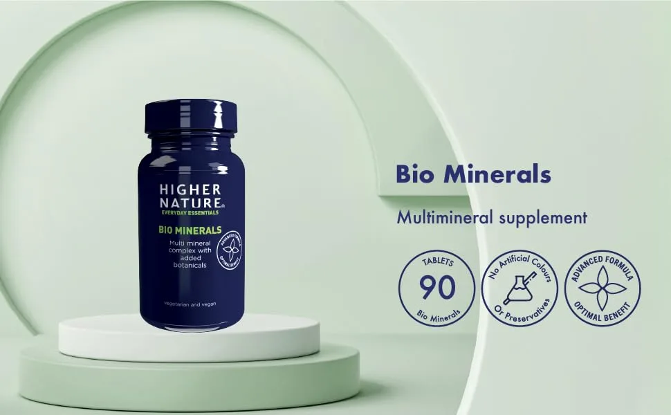 Higher Nature - Bio Minerals - Plant Based Complex - Multimineral Supplement - Vegetarian & Vegan - 90 Tablets - Bio Minerals 90