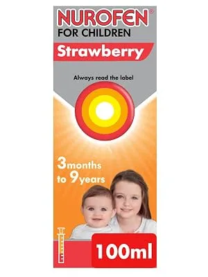 Nurofen for Children 3 Plus Months Sugar and Colour Free Ibuprofen Suspension Strawberry Flavour 100ml - Nurofen