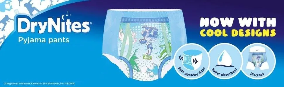 Huggies DryNites Pyjama Pants for Boys Age 8-15 9 Count (Pack of 1) - huggies;drynites;bedwetting;huggies drynites;drynights;pyjama pants