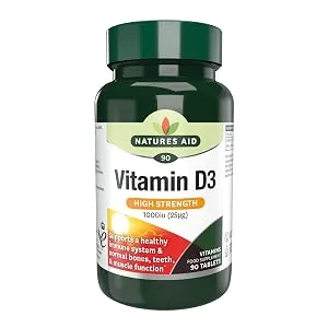 Natures Aid Vitamin D3/Cholecalciferol Tablets (1000 iu/25 ug 90 Tablets Suitable for Vegetarians Made in the UK) - natures aid vitamin d tablets