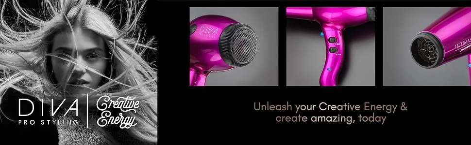 The Diva Professional Styling Ultima 5000 Hairdryer Pink Pink Single - Diva Creative energy create amazing