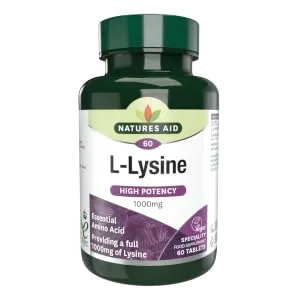 Natures Aid L-Lysine 1000 mg High Potency Essential Amino Acid Vegan 60 Tablets - natures aid l-lysine