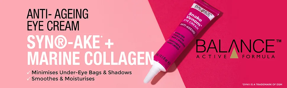 Balance Active Formula Snake Venom Eye Cream (15ml) - With SYN -AKE & Marine Collagen. Minimises Under Eye Bags & Shadows. Smoothes & Moisturises. - Snake Venom