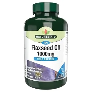 Natures Aid Flaxseed Oil 1000Mg 180 Capsules - Flaxseed Oil