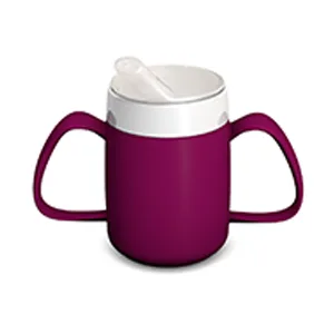 Ornamin Mug with Internal Cone 140 ml Red with Spouted Lid with small opening (model 207 + 806) | drinking aid thermo mug feeding cup - Ornamin;professional;quality;care;disability;melamine;help;stroke;keep-warm;internalcone;spouted