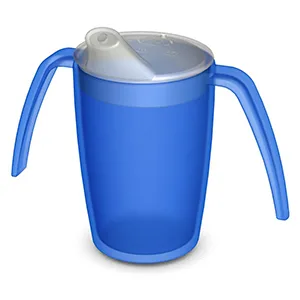 Ornamin two handled mug 220 ml orange with spouted lid small opening | ergonomic plastic mug with two handles firm hold also for shaky hands | drinking aid cup for the care feeding cup - Ornamin;melamine;quality;mug;cup;colourful;care;caretaker;dishes;tableware;disease;handicap;Germany