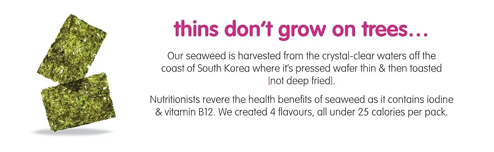 Itsu Sea Salt Flavour Seaweed Thins | Crispy seaweed | 5 g 18 Count (Pack of 1) | Vegan Low Calorie Healthy Snack - itsu