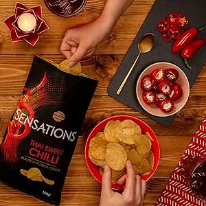 Sensations Thai Sweet Chilli Crisps 150g Sweet Chilli 150 g (Pack of 1) - sensations crisps snacks party dinner sharing