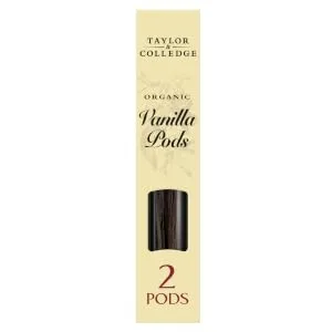 Taylor & Colledge Organic Vanilla Beans 2 Whole Pods 4g - Vanilla Pods