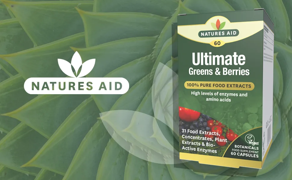 Natures Aid Ultimate Greens & Berries 60 Capsules - Natures Aid Ultimate Greens & Berries superfoods complex