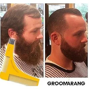 New Groomarang Beard Styling and Shaping Template Comb Tool Perfect Lines & Symmetry Shape Face Neck Line Fast And Easily. - GIFT IDEAS
