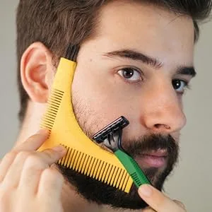 New Groomarang Beard Styling and Shaping Template Comb Tool Perfect Lines & Symmetry Shape Face Neck Line Fast And Easily. - GROOMARANG BEARD COMB