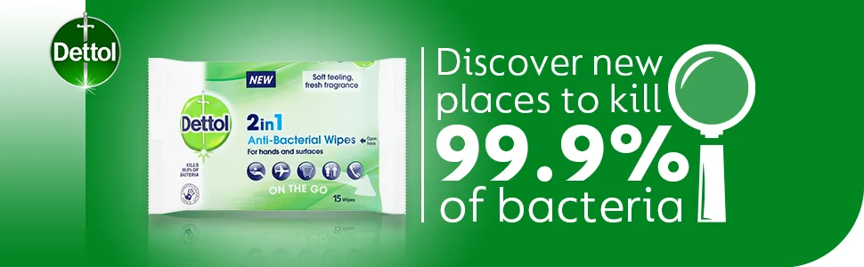 Dettol 2-In-1 Antibacterial Wipes 15 wipes - dettol