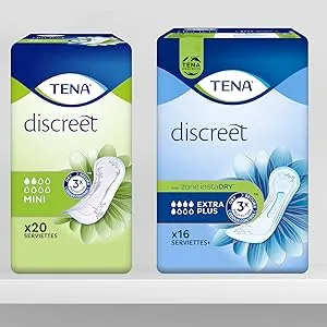 TENA Discreet Extra Individually Wrapped for Women with Medium Bladder Weakness Incontinence and Unpredictable Leaks 72 Incontinence Pads (12 x 6 packs) 72 Count (Pack of 1) - Tena women