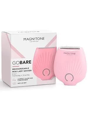 Magnitone GoBare! Rechargeable Waterproof Compact Mini Lady Shaver for Legs Underarms and Bikini Line (Pink) - lady shaver