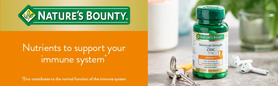 Nature s Bounty Maximum Strength Zinc 100 25mg Tablets (100 Day Supply) Immunity Support and Antioxidant Supplement - maximum zinc strength nature