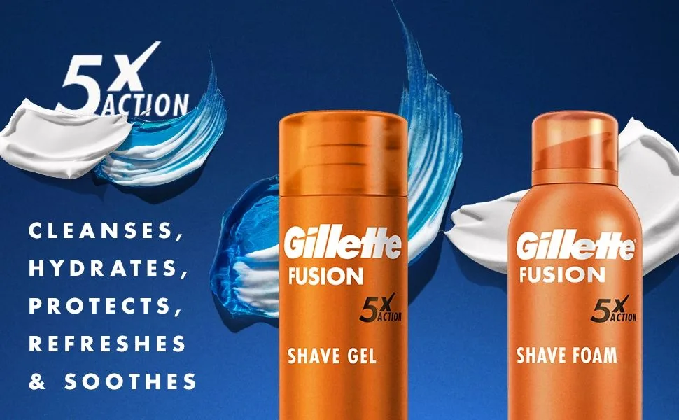 Gillette Fusion5 Ultra Sensitive Shaving Gel for Men 200 ml Soothes & Protects Sensitive Skin Leaving It Clean & Comfortable - 5x action