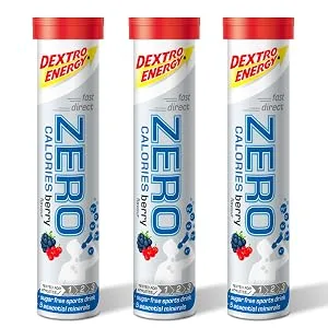 Dextro Energy Zero Calories I Recovery and Hydration Electrolyte Drink I Zero Effervescent Tablets I Berry | 3 Tubes 60 Tablets | - Dextro Berry 3pk