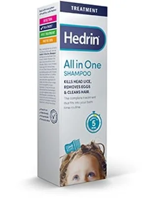 Hedrin Head Lice Shampoo and Comb Kit Kills Head Lice and Eggs in 5 Minutes - 4 Treatments uitable for Adults and Children - Formerly All-in-One - Packaging May Vary - 100ml - headlice treatment; nits treatment