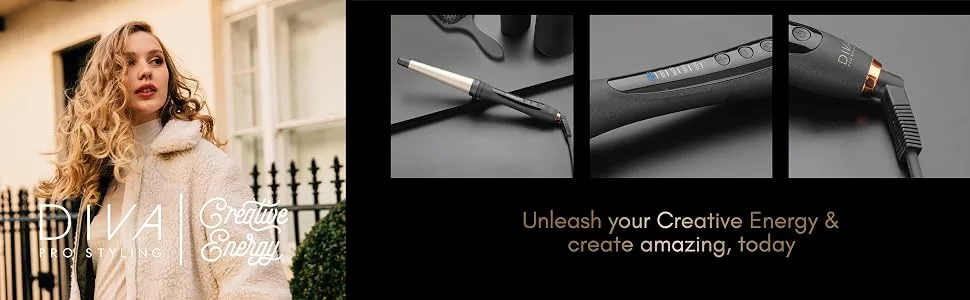 Diva Pro Styling Digital Wand (19-32mm) with Macadamia Argan Oil & Keratin infused ceramic barrel - creative energy create amazing